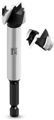 NICAVKIT Professionell skogsborr 18 mm för trä, 18 mm skogsborr bit trä hålskärare med sexkantsskaft, träborr krukborr konstborr för trä
