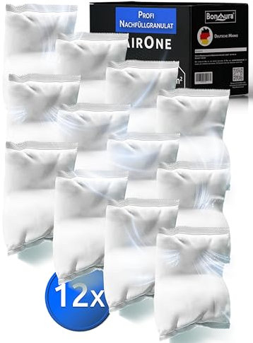 BonAura Lot de 12 recharges pour déshumidificateur - 680 g - Granulés déshumidificateurs - Protection contre les moisissures et les odeurs