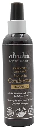 ahuhu ESSENTIAL ANTI-AGE Leave-In balsam (200 ml) – Leave In hårvård för kvinnor, hårvård med radiancyl och ekologisk pepparmyntextrakt, stärker och vårdar håret, för mer glans och fyllighet