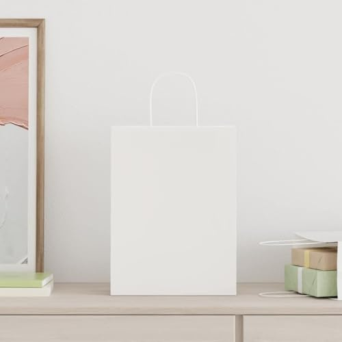 vidaXL Papperspåsar 50 st med handtag vit 26x12x35 cm, papperspåse, papperspåse med handtag, papperskasse, påse, papper presentpåse