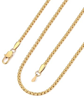 Bandmax Chaine Homme Acier Inoxydable Collier Ras du Cou Boîte Or Bijoux de Mode la Saint-Valentin Cadeaux pour Enfants 46 cm de Longueur, Chaine Hip Hop Rappeur