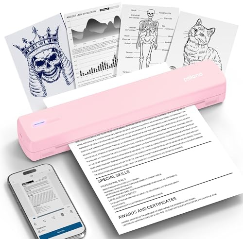 POLONO D810 Imprimante thermique A4 sans fil pour voyage, imprimante mobile A4 prise en charge de la lettre américaine de 8,5 x 11, imprimante portable compatible avec iOS, Android, ordinateur