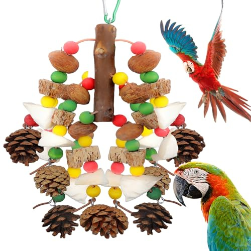 GOEDCH Giocattoli per Pappagalli: Giocattoli per Uccelli, Giocattoli da Masticare con Blocchi di Legno Colorati per Pappagalli, Giocattoli da Strappare con Blocchi per Pappagalli Cenerini Africani