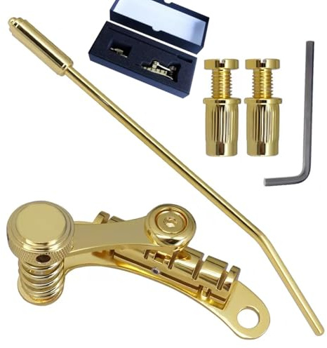Gold Guitar Tremolo Bridge Tailpiece Vibrato System with Tune-O-Matic Roller Guitar Bridge Fit for LP SG Style Guitar Bridge Parts Vibrato System with Hardware Kit