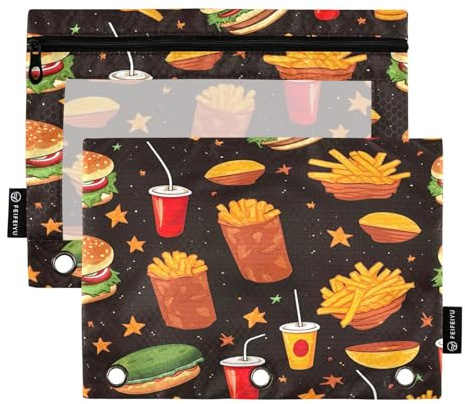 RPLIFE Estuche para lápices para carpeta de 3 anillos, paquete de 2, bolsas suaves para lápices de 3 anillos, artículos esenciales para el regreso a clases, 9.8 x 7 pulgadas, color marrón