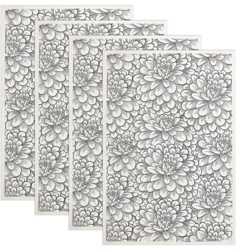 OLYCRAFT 4 Foglio di Carta da Trasferimento per Ceramica e Argilla A Forma di Fiore 53x38cm Decalcomanie Floreali in Ceramica per Decalcomania in Smalto per Ceramiche- 0.04mm di Spessore