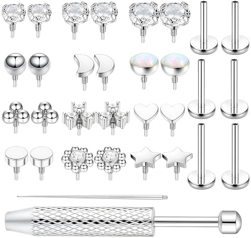 xwnyzw Tragus Piercing Jewellery, Nose Studs 16G Flat Back Earrings Tragus Earrings Helix Earring, Cartilage Ear Piercing Studs Helix Piercing Jewellery For Women Men