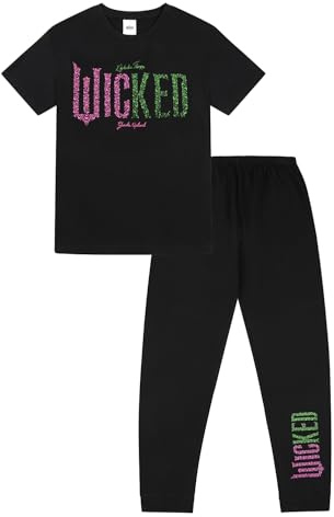 Wicked Womens Ladies Long Pyjama Set (12-14) Black