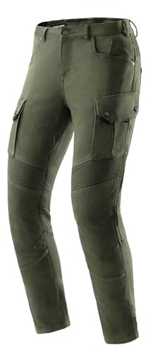 REBELHORN Faster Pantaloni Jeans da Moto Uomo | Fodera in Fibra Aramidica | Protezioni per Ginocchia e Fianchi Livello 2 | Tasca per Protezione Coccige | 2 Tasche Cargo | Tapered Fit