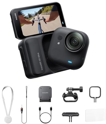 Insta360 GO Ultra Cycling Bundle - Liten 4K Vloggkamera, handsfree, POV-kamera, 1/1,3 tum sensor, 53 g lätt, 156° FOV, 200 min batteritid, magnetisk bärbar actionkamera för sport, Vlog