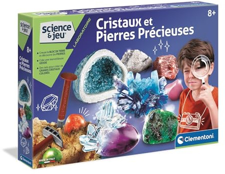 Clementoni - Science & Play - Kristalle und Edelsteine - Wissenschaftsspiel - Labor - Labor - Experimente - Chemische Substanzen - Für Kinder ab 8 Jahren, [Verpackung kann variieren]