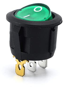 CABLEPELADO Interruptor basculante ON-OFF SPST 3 pines | Interruptor de 3 terminales | 6A 250 VAC | 10A 125V | LED verde