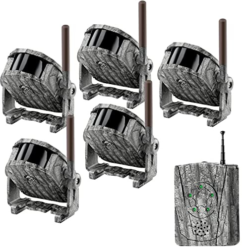 Drahtloses Alarmanlage, 300m Lange Reichweite Jagd Alarm,wetterfest Bewegungsmelder und Detektor, Überwachung und Schutz- Außenbereich -1 Empfänger und 5 Sensoren