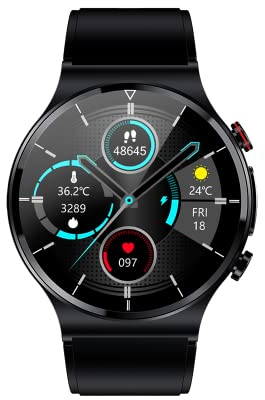Knauermann Pro Plus (2022) svart – hälsoklocka – OSRAM-sensorer – EKG-funktion – BT Bluetooth – blodtryck – silikonband svart, 14–24, svart, Silikon, Pro Plus