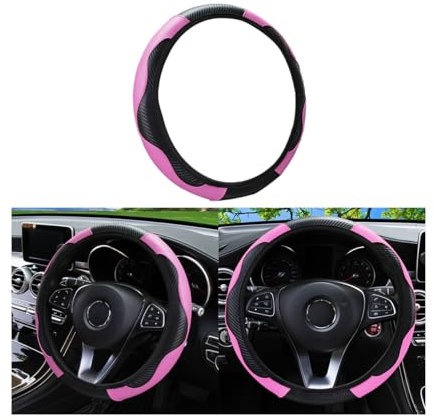 CGEAMDY Funda Volante Coche Universal, Microfibra Antideslizante, Elástica, 37-38cm, Protección Volante Coche Colores Patchwork, Accesorios Coches Interior (Rosa)