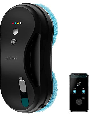 Cecotec Fensterputzroboter mit APP Conga Windroid 880 SprayWater Connected T. 3-in-1-Funktion: sprühen, reinigen und trocknen, Inkorporiertes Flüssigspray, 4 Programme