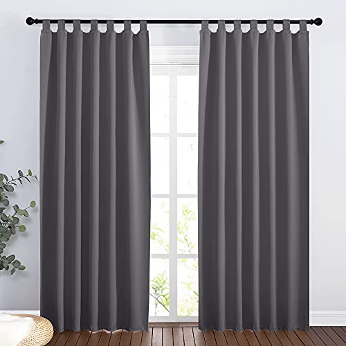 PONY DANCE Rideaux Occultants Thermique - Gris Rideau à Pattes Panneaux L 140 x H 200cm Isolation Anti Froid/Chaleur Epais Decoration de Mation Chambre, Gris, 2 Pièces