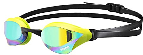 ARENA Lunettes de natation unisexe Cobra Core Swipe Anti-buée Racing Lunettes de natation pour hommes et femmes Verres miroir en polycarbonate, émeraude/cyber citron vert