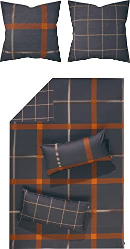 LOOKS BY WOLFGANG JOOP Wendebettwäsche Mako-Satin anthrazit-orange Größe 155x200 cm (80x80 cm)