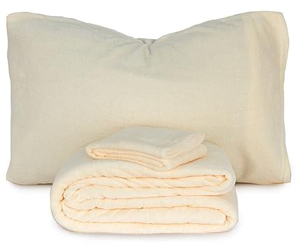 Morbidissimi Set Lenzuola Completo Letto in Pile Coral Tinta Unita, Termico, Morbido, Caldo per Letto Matrimoniale Panna