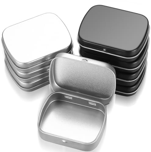 HAOCHEN 8 Piezas Metálicos Rectangulares de Latas, Cajas Rectangulares de Metal con Bisagras, Caja de Metal Portátil, Recipientes Latas de Almacenamiento para Organizar - 60 x 45 x 15 mm