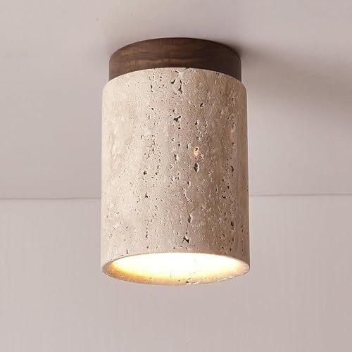 Hertl Lámpara de techo de montaje empotrado for pasillo pequeño, cilindro de mármol de bronce antiguo, iluminación de granja, lámpara de techo moderna for entrada, porche, pasillo, balcón, cocina, hot