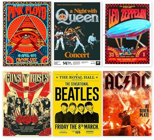 BDSHUNBF 6-Piece Band Art Kit: Rock Wall Collage with Limited Edition Signed Posters, Canvas Wall Art for Room Aesthetic