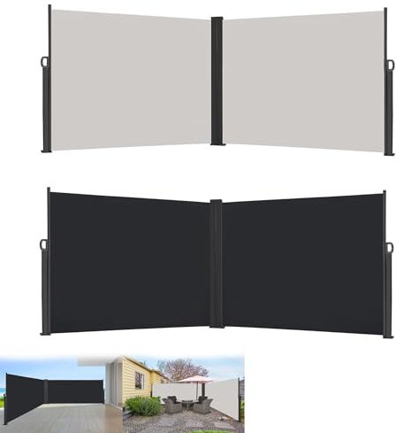 YRHome Markise Latérale Murale Extensible 180 x 600 Cm : Protection Visuelle, Solaire, Vent pour Jardin/Balcon, Rouleau Latéral, Tissu De Marquise Anthracite