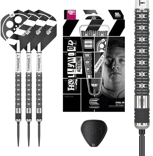 Target Darts Chris Dobey Hollywood Action 90% Tungsten Steel Tip Swiss Point Dart Set – 24G Player Edition Darts, Pro Grip Shafts & Pro Ultra No.2 Flights, SP Tool Included