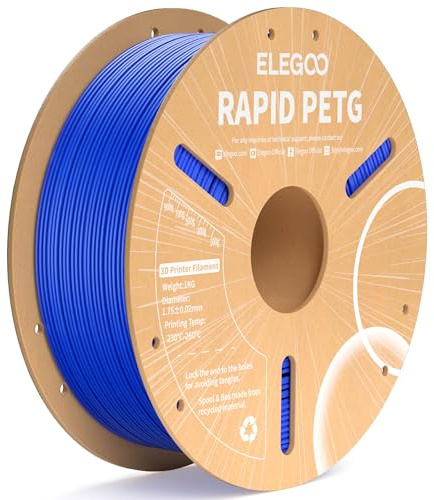 ELEGOO Rapid PETG Filament 1.75mm Blau 1 KG, High Speed 600mm/s 3D Drucker Filament Maßgenauigkeit +/- 0.02 mm, 1kg Pappspule(2.2lbs) Passend für die Meisten 3D Printer