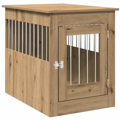 vidaXL Jaula para Perros Madera ingeniería Roble Artesanal 55x80x68 cm, caseta para Perros, Refugio para Perros, Jaula para Mascotas, Perrera