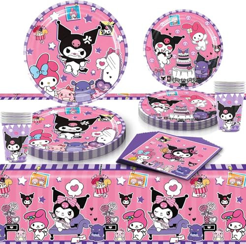 Set di stoviglie per feste, set per feste, set di stoviglie per feste di compleanno per bambini, decorazione per feste di compleanno a tema cartone animato, set di stoviglie per decorazione di