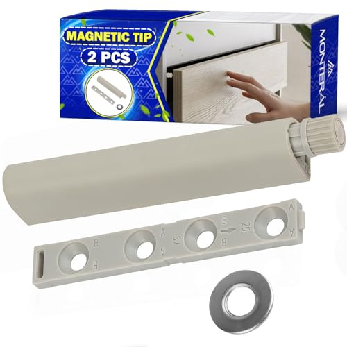 2 Piezas Cierre Push to Open de Mueble de Empuje con Punta Magnética y Fijación Oculta Incluye Arandela de Montaje - Garantía de 10 Años - MONTERAL