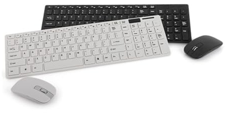 Clavier et Souris sans Fil 2, 4 GHz Ultra-Fin en Plastique Blanc