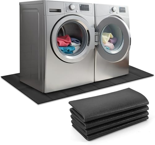 Thickened Under Washing Machine Mat 63 L x 29.5 W Shock Absorbing Noise Reducing Non-Slip Foldable Floor Mat Freely Cut for Refrigerator Washer Dryer Portable Air Conditioner Floor Protection