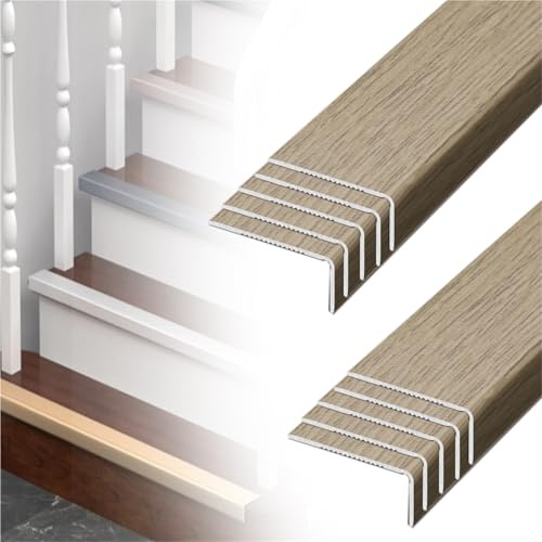 profilo per scale 60 90 120 150 180 Cm Protezione Per Bordi Scale Autoadesiva, Profilo Per Gradini In Alluminio A Forma Di L, Effetto Legno, Facile(C-10 pcs,L W H 180CM x 30mm x 20mm)