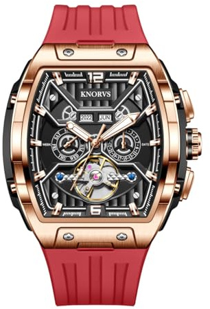 singmay Herr Tourbillon automatisk mekanisk klocka – rostfritt stål silverfodral, skeletturtavla, silikonrem, 30 m vattentålig, Roséguld, Klassisk