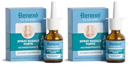 Benexè Spray Nasale Forte - Decongestionante - Con Aloe Vera, Ribes Nero ed oli essenziali - Dispositivo medico - 2 spray da 30 ml