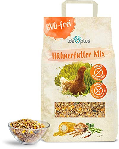 Ida Plus - Hühnerfutter Mix - Ausgewogenes Hühner Alleinfutter - 5 Kg - OHNE GENTECHNIK - Enthält Calcium und Vitamine - Ganzjahresmischung - Bestens für Futterautomaten geeignet