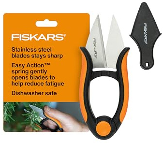 Fiskars Herb Garden Scissors, 5 Garden Shears, Handheld Herb Snips with Sheath and SoftGrip Handle, Dishwasher Safe