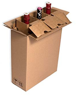 15 Cajas para envío 3 botellas con separadores interiores flotantes. Para envíos seguros de botellas.