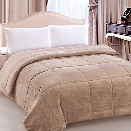 Morbidissimi Trapunta Dolomiti velluto e lana agnellata - dimensioni varie Z584 Matrimoniale BEIGE