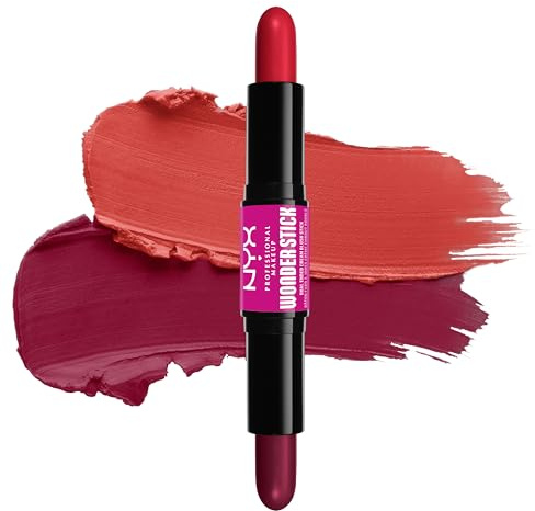 NYX Professional Makeup Rouge, Mit Hyaluronsäure, Feuchtigkeitsspendend, Mischbare Textur, Vegan, Wonder Stick, Bright Amber + Fuschia