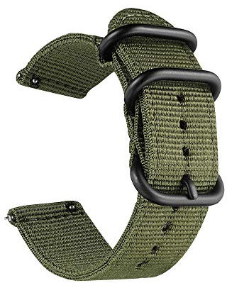 CNYMANY 24mm Universal Ballistic Uhrenarmband, Nylon Canvas Woven Loop Ersatzband Armband Schnallenverschluss Verstellbarer Verschluss für Smart-Watch Sport Fitness Tracker - Grün
