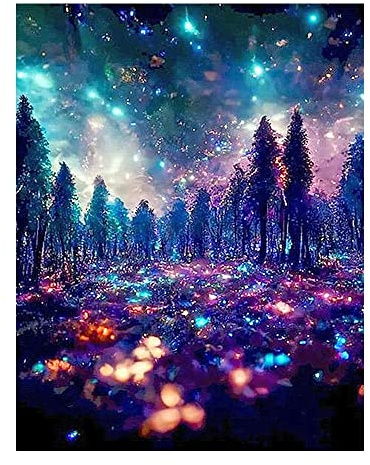 DCIDBEI Square Diamond Painting Landschaft Wald 40x50 cm Diamond Painting Eckige Steine Diamant Painting Bilder Erwachsene Wald 3D AI Perlen Bilder Galaxy Universum Mosaik Bastelset Erwachsene