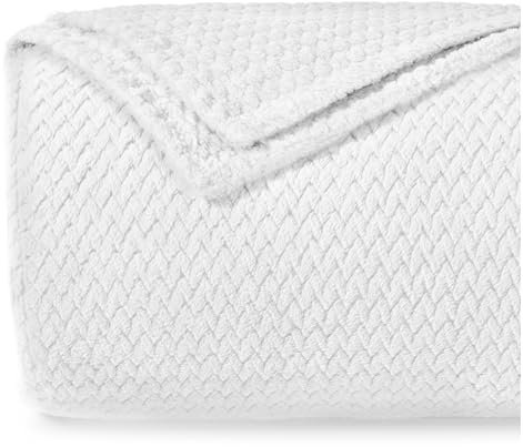 Dreamzie Soffkast med Chevronmönster och Soft Touch 130 x 150 cm - Vit - Soffkast i mikrofiber 100% polyester 250gsm, fleecefilt, 130 x 150 cm, Vit
