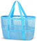 ONCCI Strandtasche Damen Strandtasche XXL Familie, Mesh Beach Bag Shopper Damen Tote Bag für Strand Reisen Einkaufen Picknick und Alltag (Blau)