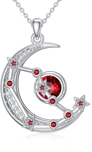 ROMANTICWORK 12 stjärntecken, stjärntecken, hänge, 925 sterlingsilver, halvmåne, hänge med 12 konstellationer, presenter för kvinnor och flickor, Sterlingsilver