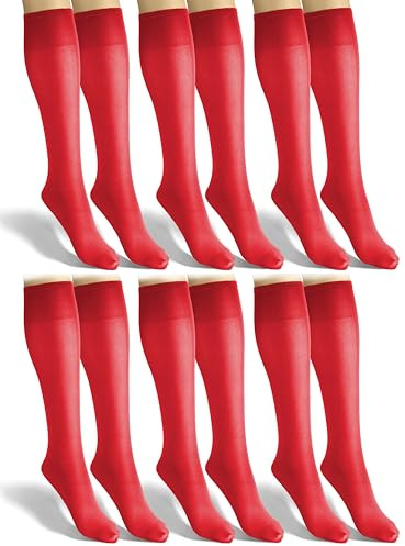sesto senso 6 Paia Gambaletto Donna Microfibra Opaca 40 den di Calze Lunghe Colorate Setose Rosso