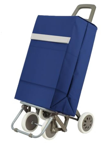 Carro de Compra Plegable Ligero, 100x41x33cm, Capacidad 48 litros, 4 Ruedas, Empaque Cartón Reforzado (Marino)